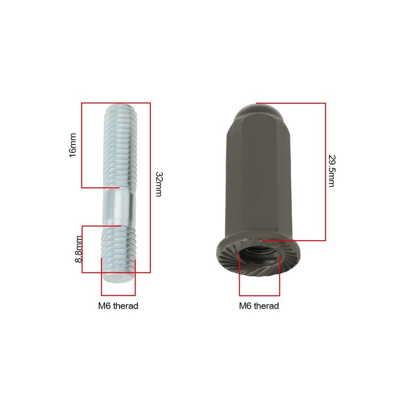 LT Easiyl 2 Set M6 Exhaust Pipe Stud Nut Bolt