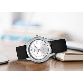 EAJOMIN Waterproof Women's Nursing Wrist Watch, Easy Read Dial, Rubber Silicone Band Analog Quartz Casual Fashion Sport Watch Gift for Nurse Ladies Teachers Students (G726 Silver Black)