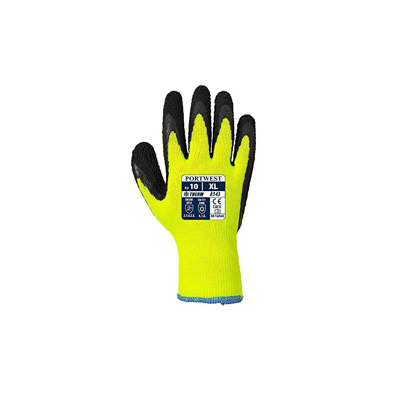 Portwest A143 Thermal Soft Grip Glove Yellow/Black, X-Large