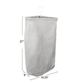 Household Essentials Door Hanging Laundry Bag, Washable Canvas Bag with Loop Handle, Holds Two Loads of Laundry, Great for Dorms and Small Spaces, Grey