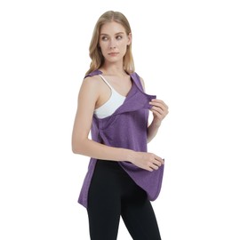 Women's Post Shoulder Surgery Tank Top Adaptive Tops with Snap Closure for Shoulder Recovery Rotator Sleeveless Shirts (Purple XS)