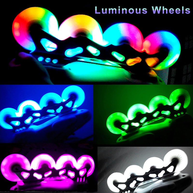 Luminescent Roller Blade Wheels 76mm/80mm ABEC-9 Bearings for Indoor &