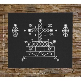 Baron Samedi Voodoo Veve Canvas Print or Back Patch - Gothic Metal Occult Punk Skeleton Wicca Pentagram Demonic Dragon Demon Evil Goat Mendes Skull Goat's Head Satan Satanic Devil Baphomet Inverted