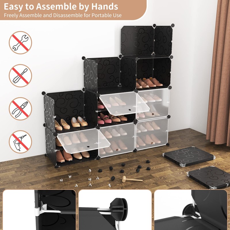 ROJASOP Portable 8-Tier Shoe Cabinet - 48-Pair Shoe Organizer with