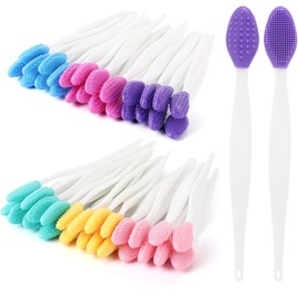 Tbestmax Paquete de 48 Brochas Exfoliantes de Labios de Silicona de Doble Cara para Hombres Y Mujeres, Aclaradoras de Labios Oscuros, 6 Colores