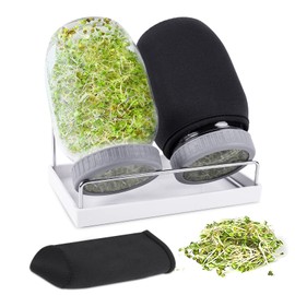 Kikerike Seed Sprouting Jar Kit with 2 Wide Mouth Mason Jars Bean Sprouts Growing Kit Microgreens Growing Jar with Mesh Screen Lids Sprouter Sprouts Maker for Growing Broccoli, Alfalfa, Mung Bean