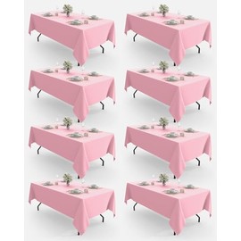 Pureegg Rectangle Table Cloth 60" x 84" – 6 Packs, Durable Polyester Tablecloth Offers Reusable & Washable Protection, Ideal for Outdoor Party, Picnic, Wedding, Banquet and Birthday, Pink