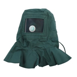 Sand Blasting Hood Cap, PC Screen High Visibility Gas Outlet Valve Design Shawl Cap Adjustable Cord Lightweight Breathable Oxford Fabric Sandblaster Mask for Polishing Painting