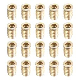 sourcing map Wood Furniture M6x20mm Threaded Insert Nuts Interface Hex Socket Drive 20pcs