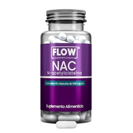 Flow Supplements | NAC N-Acetilcisteína 600 mg - 60 Cápsulas - Apoya la Protección Celular - Sin Gluten, Sin Azúcar - Suministro para 2 Meses - Suplem