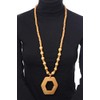 collezione alessandro Regina Long Necklace with Opulent Pendant, Wood, Pearl
