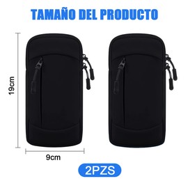 NIAWEA 2pzs Brazalete para Celular para Correr,Brazalete Impermeable Deportivo para Celular,Transpirable y Ajustable con 2 Grandes Bolsillos con Cremallera,para Correr, Caminar, Senderismo y Ciclismo
