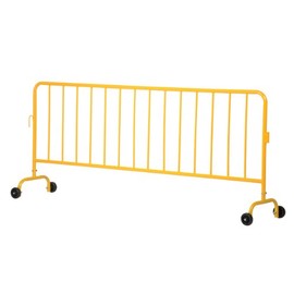Vestil PRAIL-102-Y-WW Steel Crowd Control Interlocking Barrier with Wheeled Feet 101-3/16 in. Length Yellow