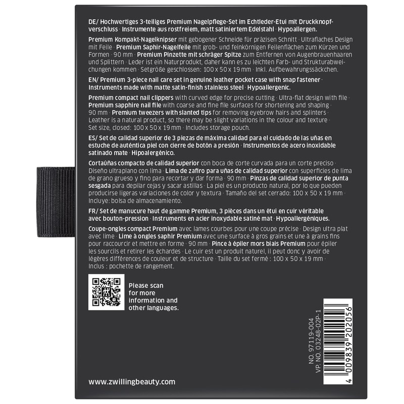 Zwilling Estuche De Bolsillo, Piel Legítima, Negro, 3 Piezas