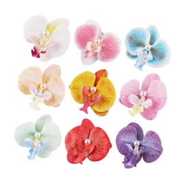 perfeclan 9 Tropical Orchid Hair Clips, Butterfly Flower Barrettes for Celebrations