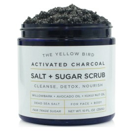 Nourish The Yellow Bird Activated Charcoal Salt + Sugar Scrub- Cleanse Detox Nourish