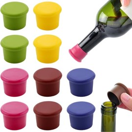 Tapon para Vino Silicona, Tapón Reutilizable para Botellas de Vino Espumoso | 10 Piezas Tapones para Botellas de Vino de Colores, Bottle Stoppers para