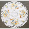 Easter Bunny Table Topper, Round Decorative, White with Floral Pattern