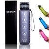 SEEPAR Water Bottle 1L with Time and Hydration Markers, Leak-Proof