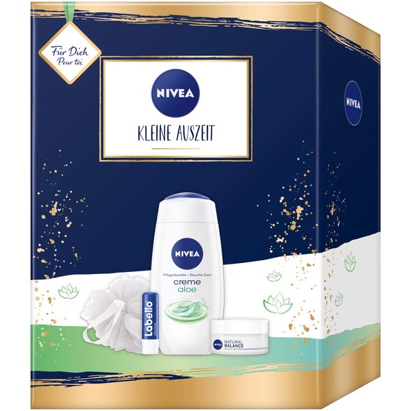 Nivea Little Time Out Gift Set, care set with care shower, day care, lip care and shower sponge, nice gift as a thank you gift.