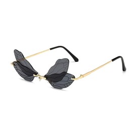 Dragonfly shaped Rimless Sunglasses for Women Vintage Metal Frameless Butterfly Glasses for party Streetwear eyewear