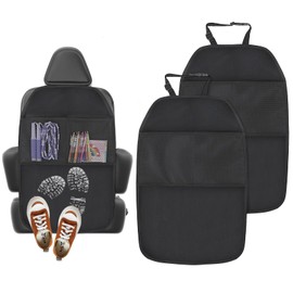 Romon Pack of 2 Backrest Protectors for Car, Car Seat Protection for Children with 2 Large Pockets, Oxford Back Seat Protector (Black)