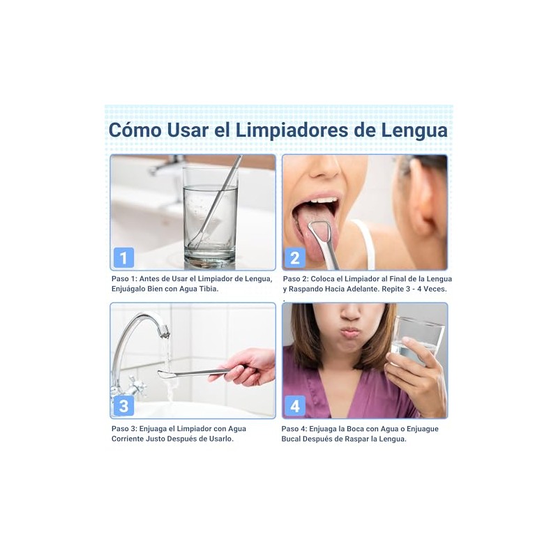 Jasinber Set de 3 Cepillo de Lengua de Acero Inoxidable