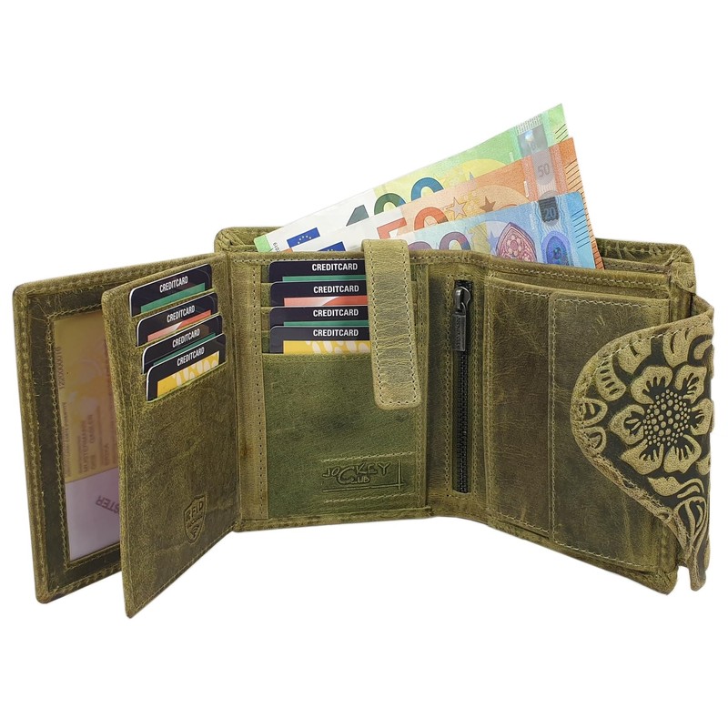 myledershop Full Cowhide Leather Women's Portrait Format Wallet / Purse