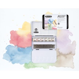 Schmincke - AKADEMIE® Aquarell Macarons, 6 x 1/2 Pans, 75 763 097, Compact Paint Box with Pastel-Like Special Colors, Metal Box, Highly lightfast, fine Artists' Watercolors