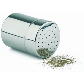 Handled small hole shaker Ø 5,5 cm, height 7,5 cm stainless steel