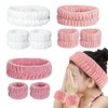 3 bandas y 6 muñequeras JAMAALCCD en blanco y rosa,