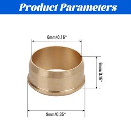 YTKavq Brass Compression Sleeves Ferrules，6mm Tube OD Brass Compression Fitting Brass Tube Fittings (10 Pcs)