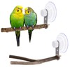 2 Pcs Natural Bird Perch Stand with Suction Cup Window