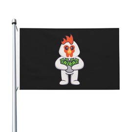 Cute Chickens Holding Money Flag 3x5 Ft Double-Sided Durable Outdoor Banner Home Party Welcome Flag Patio Decor Flag