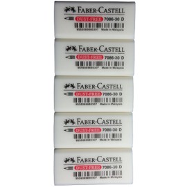 Faber-Castell - Borrador de lápiz, extra suave, última intervensión de polvo, borrado limpio, excelente, mínimo desmoronamiento, paquete de 5 (4 x 0.75 x 0.45 pulgadas)