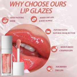 Plumping Lip Oil, Lip Plumper, Lip Glow Oil Moisturizing Lip Oil Long Lasting Nourishing Lip, Hydrating Lip Gloss Tint Lipstick for Women, Glitter Shine Liquid Lipstick Makeup Cosmetic (01#)