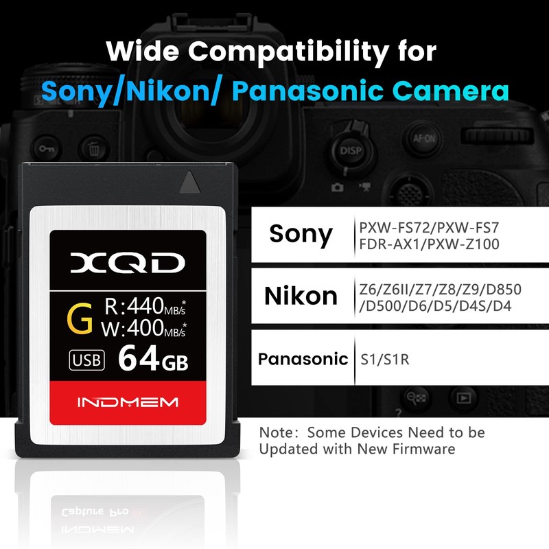 INDMEM 64GB XQD Memory Card Premium High Speed G Series