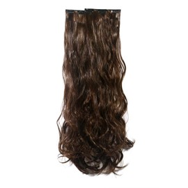 Vtrem 22 Inch 16 Clips Natural Curly Wavy Hair Extensions 55cm Long Synthetic Clip in Hair Extension Heat Resistant Full Head Hair Pieces for Women, 124g, Light Brown