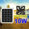 10W Solar Panel Exhaust Fan, High Efficiency Monocrystalline Silicon, USB