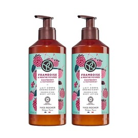 Yves Rocher Crema Corporal Energizante, Frambuesa y Hierbabuena, 390 ml, Pack de 2