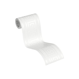 A.S. Création selbstklebende Bordüre - Folienbordüre mit schickem Muster in Weiß und Silber - auf 5,00 m x 0,13 m je Rolle