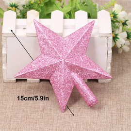 Glitter Christmas Tree Topper Star Treetop for Xmas Decoration or Home Decor (Blue)