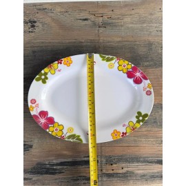 Fataco 8.75" x 12" oval premium plastic melamine plate flower V236 (6-piece set)