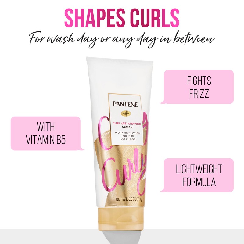 Pantene Hair Lotion, Moisturizing, for Curly Hair, Cream Reshapes and
