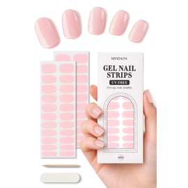 Gel Nail Strips 44Pcs, No UV/LED Lamps Needed, Pre-Cured Nail Stickers for Women Salon Quality, Polish Wraps Long Lasting, Easy Apply & Remove (Cream Pink)