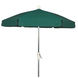 FiberBuilt Umbrellas Garden Umbrella with Push-Button Tilt, 7.5 Foot Forest Green Canopy and Bright Aluminum Pole