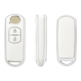 OFFCURVE Car Key Cover Car Key Case Key Fob Cover Car Key Protector Compatible with Mazda 2 3 5 6 M2 M3 M5 M6 CX-3 CX-4 CX-5 CX-7 CX-8 CX-9 MX-5 Axela Atenza Miata Crossover (White Silver)