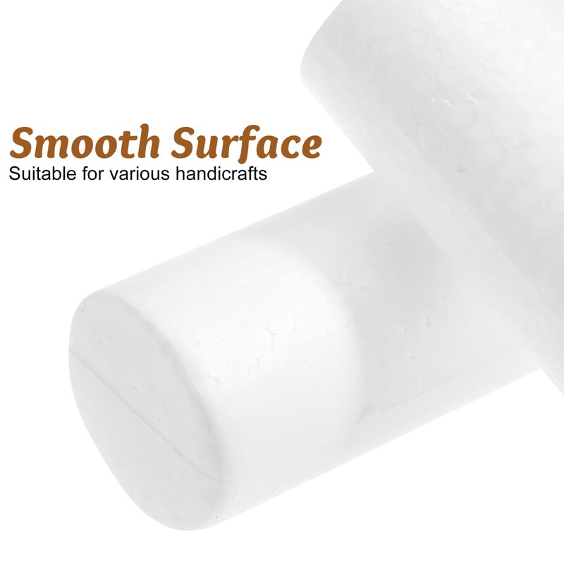 Hemobllo 6pcs White Foam Cylinders 12.5×3.5in – Kid-Safe Polystyrene Craft