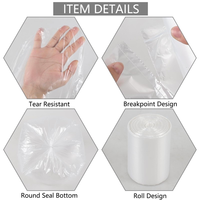 Hynomiky 30 Litre Clear Trash Bin Liners, 2 Rolls Rubbish