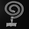 Generic Chunky Iced Out Cuban Link Chain Necklace with Pendant
